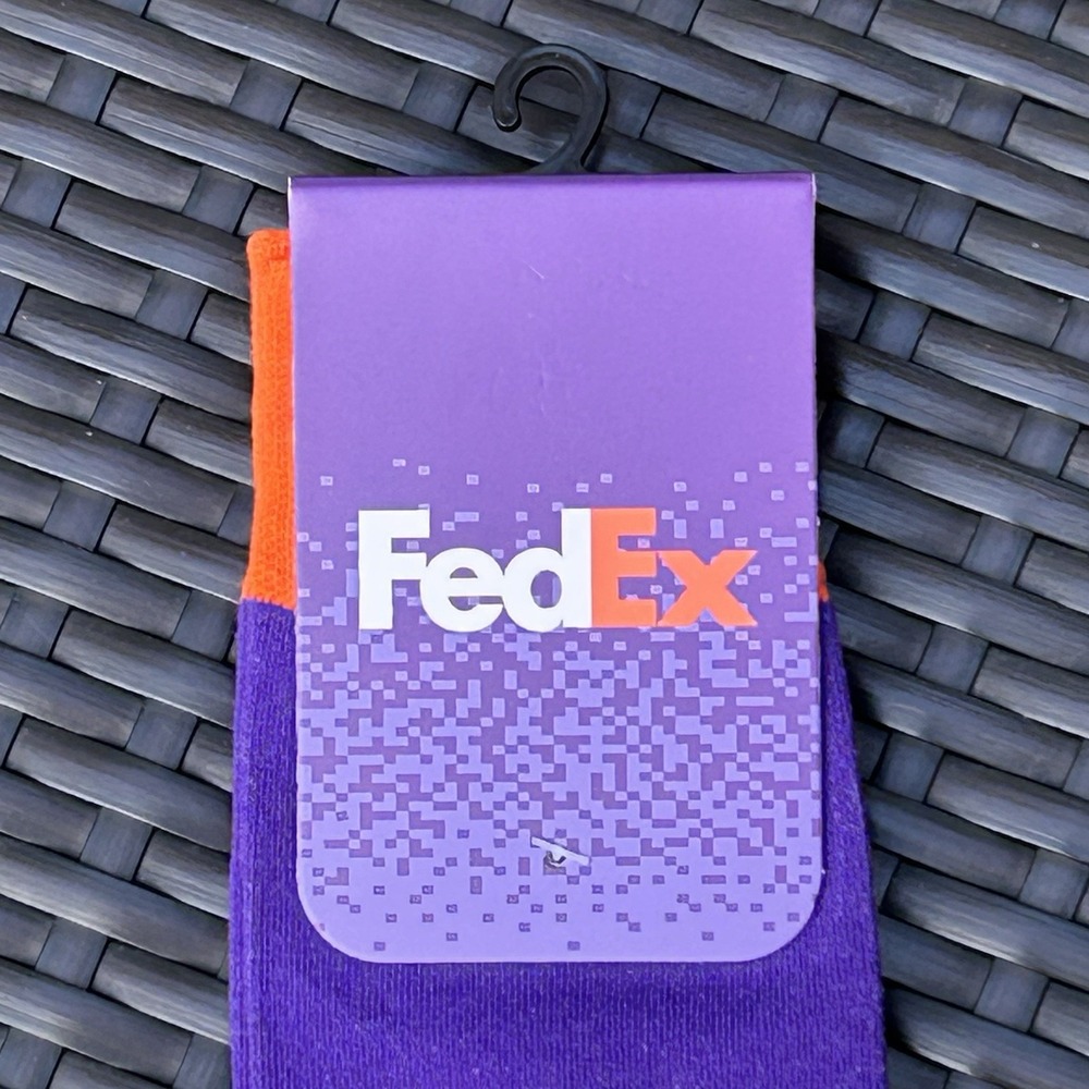 FedEx New Pair of Men's Crew Socks Logo Truck Purple Novelty Father's Day Fun - Picture 5 of 5